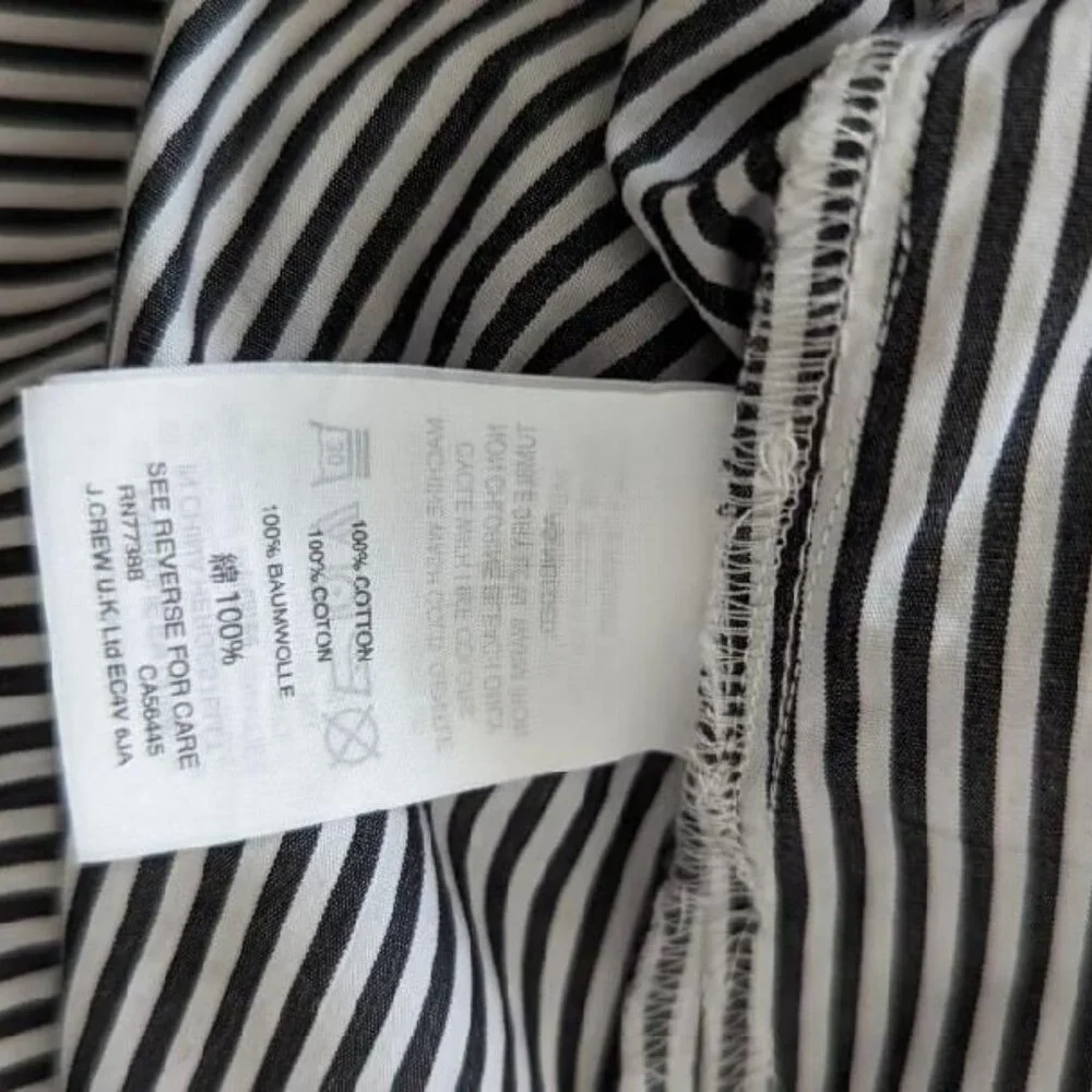 J. Crew Striped Gray Button-Shoulder Long-Sleeve Blouse